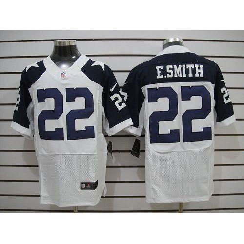 Nike Dallas Cowboys #22 Emmitt Smith White Thanksgiving Throwback Men’s Stitched NFL Elite Jersey