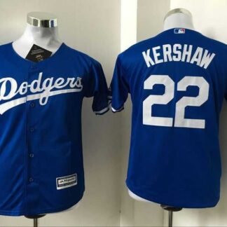 Youth Los Angeles Dodgers #22 Clayton Kershaw Blue New Cool Base Stitched Baseball Jersey