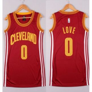 Women's Cleveland Cavaliers #0 Kevin Love Red Dress Stitched NBA Jersey