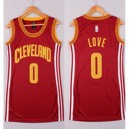 Women's Cleveland Cavaliers #0 Kevin Love Red Dress Stitched NBA Jersey