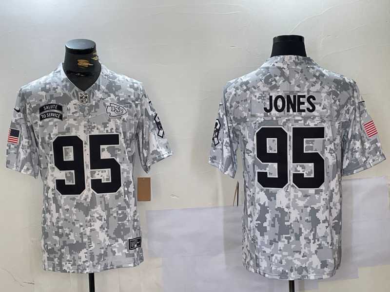Men's Kansas City Chiefs #95 Chris Jones Arctic Camo 2024 FUSE Salute to Service Limited Stitched Jersey Dzhi