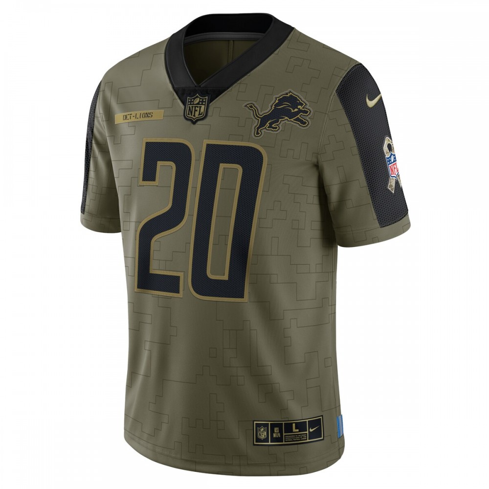 Barry Sanders Detroit Lions Nike 2021 Salute To Service Retired Player Limited Jersey - Olive - Image 2