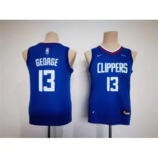 Youth Los Angeles Clippers #13 Paul George Royal Stitched Basketball Jersey