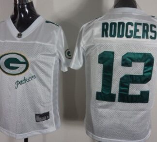 Green Bay Packers #12 Aaron Rodgers 2011 White Stitched Womens Jersey