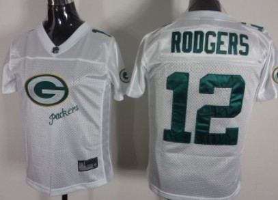 Green Bay Packers #12 Aaron Rodgers 2011 White Stitched Womens Jersey