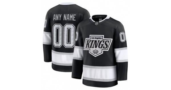 Youth Los Angeles Kings Home Premium Custom Jersey - Black - Image 2