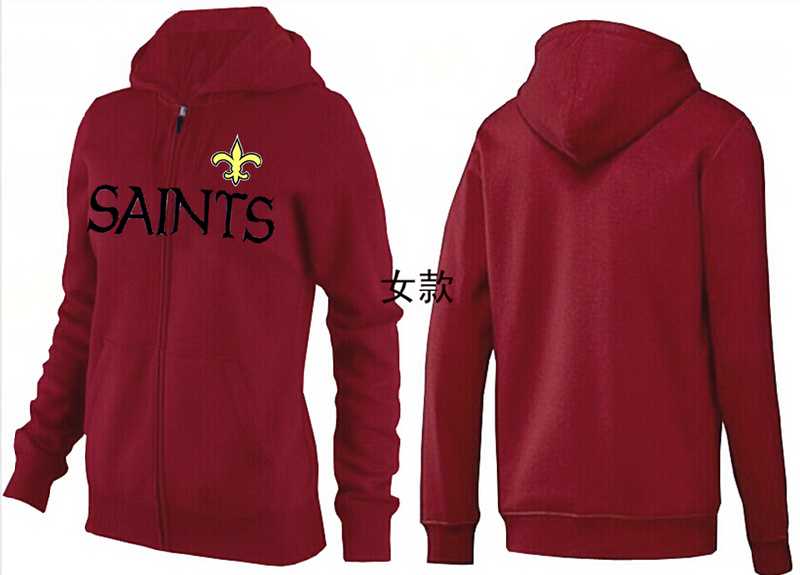 Womens New Orleans Saints Team Logo 2015 Full Zip Hoodie-14