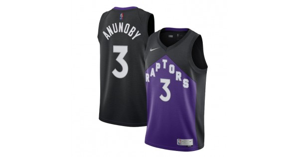 Men's Toronto Raptors OG Anunoby #3 Nike Black&Purple 2021 Swingman Jersey - Earned Edition - Image 2