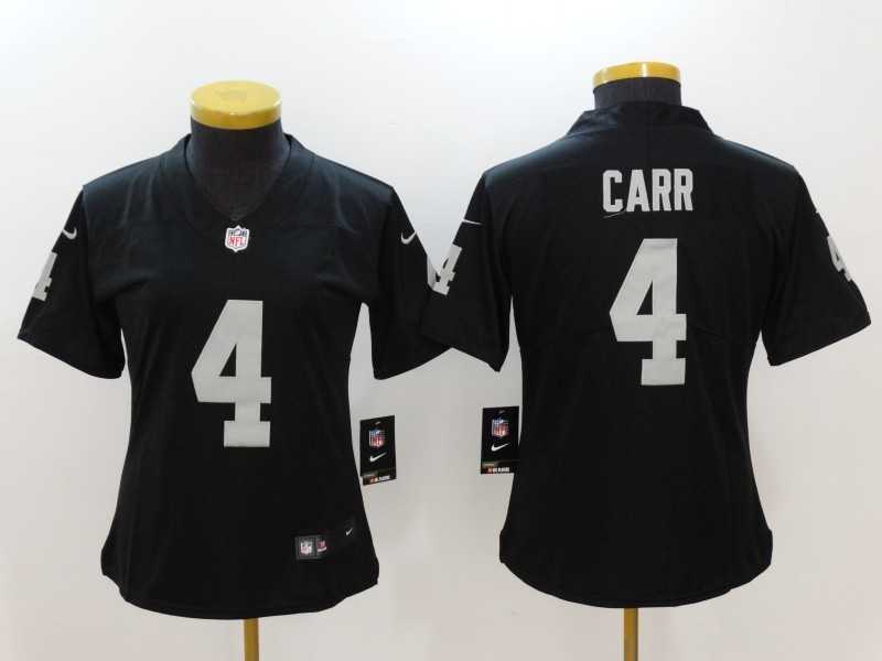 Women Limited Nike Oakland Raiders #4 Derek Carr Black Vapor Untouchable Jersey