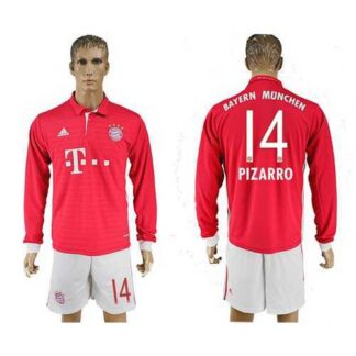 Bayern Munchen #14 Pizarro Home Long Sleeves Soccer Club Jersey