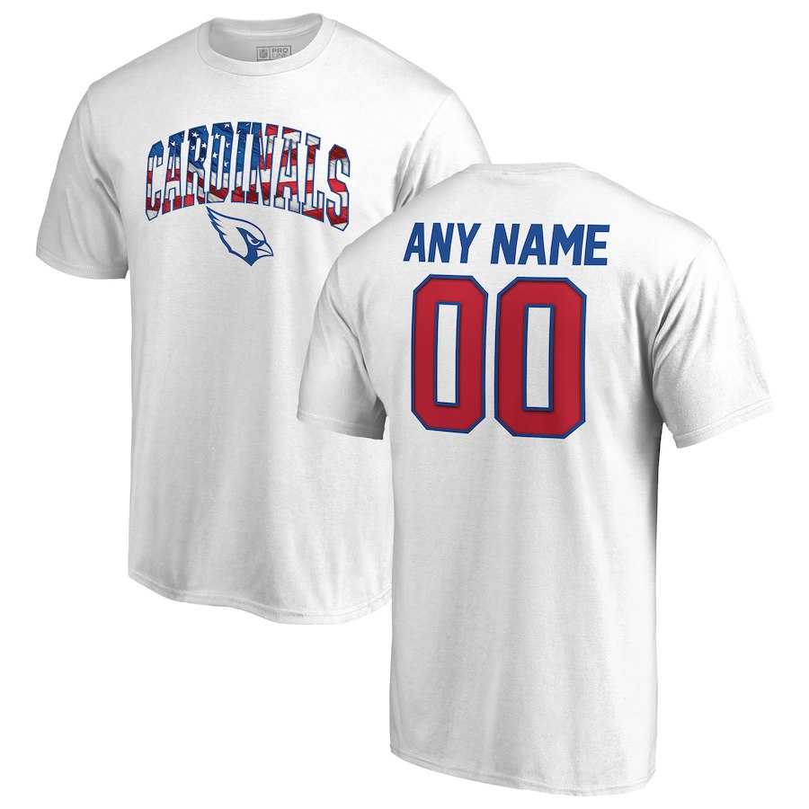 Men's Customized Arizona Cardinals NFL Pro Line by Fanatics Branded Any Name & Number Banner Wave T-Shirt White