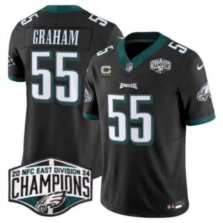 Men's Philadelphia Eagles #55 Brandon Graham Black 2024 NFC East Champions With 4-Star C Patch F.U.S.E. Vapor Untou...