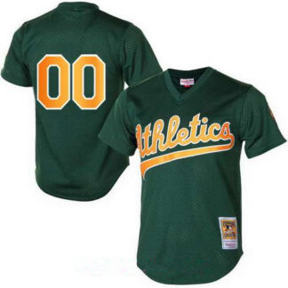 Men's Oakland Athletics Green 1998 Mesh Batting Practice Throwback Majestic Cooperstown Collection Custom Baseball...