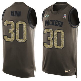 Men's Green Bay Packers #30 John Kuhn Green Salute to Service Hot Pressing Player Name & Number Nike NFL Tank Top J...