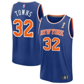 Men's New York Knicks #32 Karl-Anthony Towns Blue 2026 NBA Finals Champions Fast Break Icon Edition Jersey