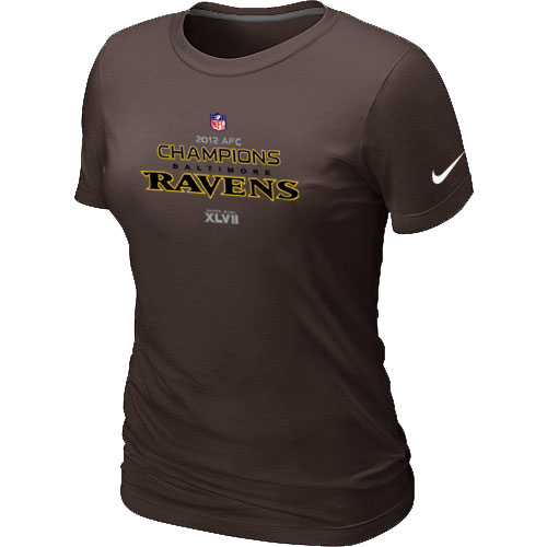 Nike Baltimore Ravens 2012 AFC Conference Champions Trophy Collection Long Women's Brown T-Shirt