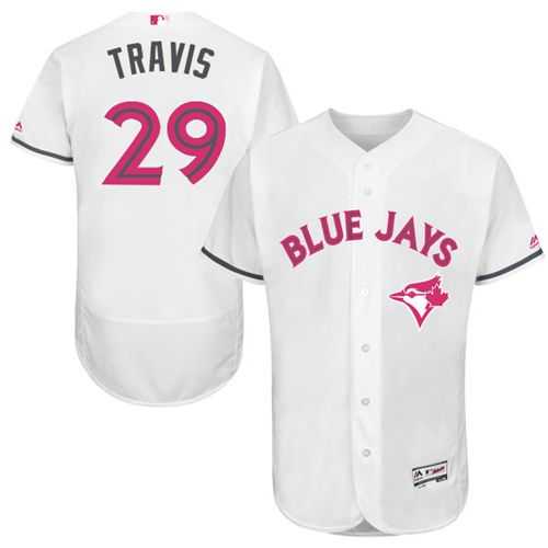 Toronto Blue Jays #29 Devon Travis White Flexbase Collection 2016 Mother's Day Stitched Baseball Jersey Jiasu