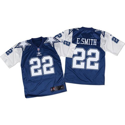 Nike Dallas Cowboys #22 Emmitt Smith Navy Blue/White Throwback Men’s Stitched NFL Elite Jersey