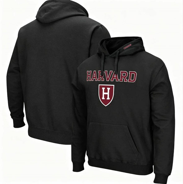 Men's Harvard Crimson Black Arch & Logo 3.0 Pullover Hoodie