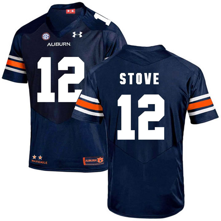 Auburn Tigers #12 Eli Stove Navy College Football Jersey DingZhi