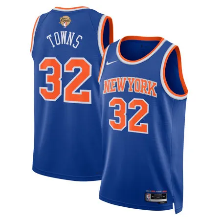 Men's New York Knicks #32 Karl-Anthony Towns Nike Blue 2026 NBA Finals Patch Swingman Icon Edition Jersey