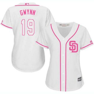 Women's San Diego Padres #19 Tony Gwynn White Pink New Cool Base Jersey