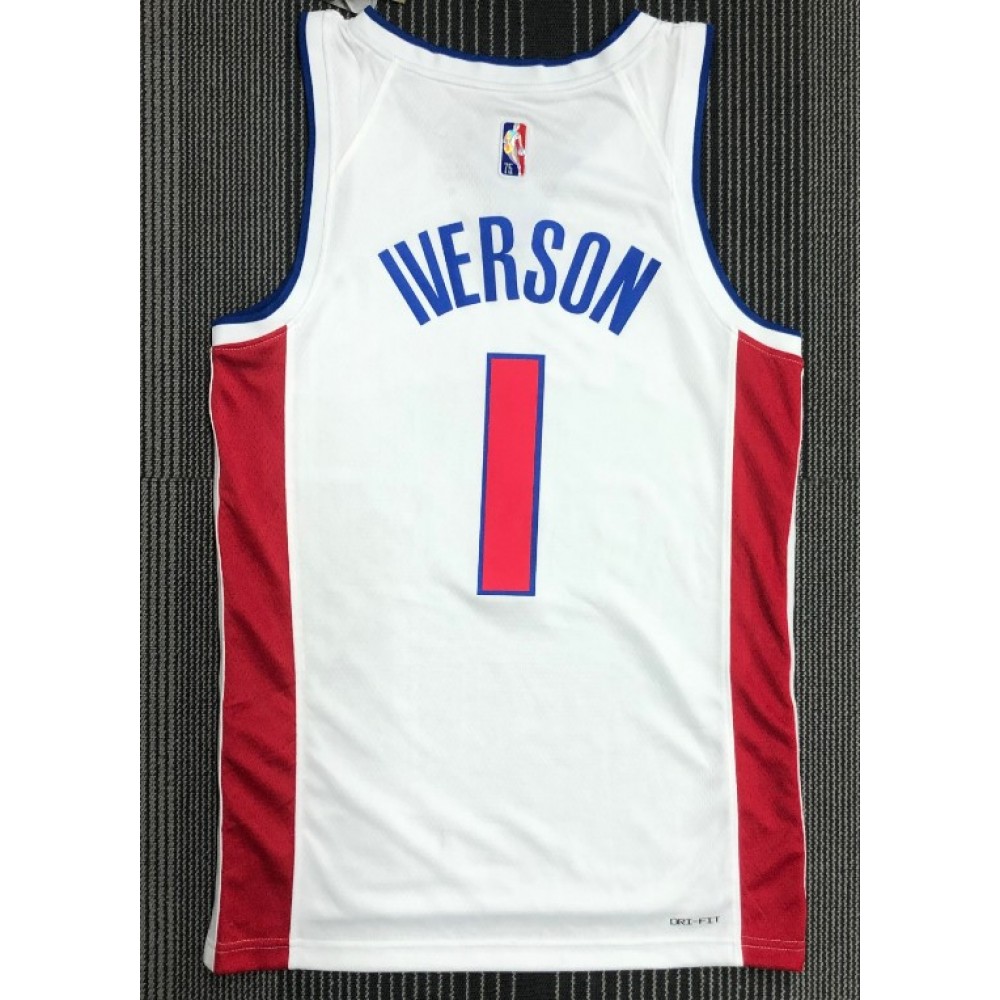 Men's Detroit Pistons Allen Iverson #1 Nike White 2021/22 Swingman NBA Jersey - Icon Edition - Image 2