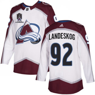 Adidas Colorado Avalanche #92 Gabriel Landeskog White Youth 2022 Stanley Cup Champions Road Authentic Stitched NHL...