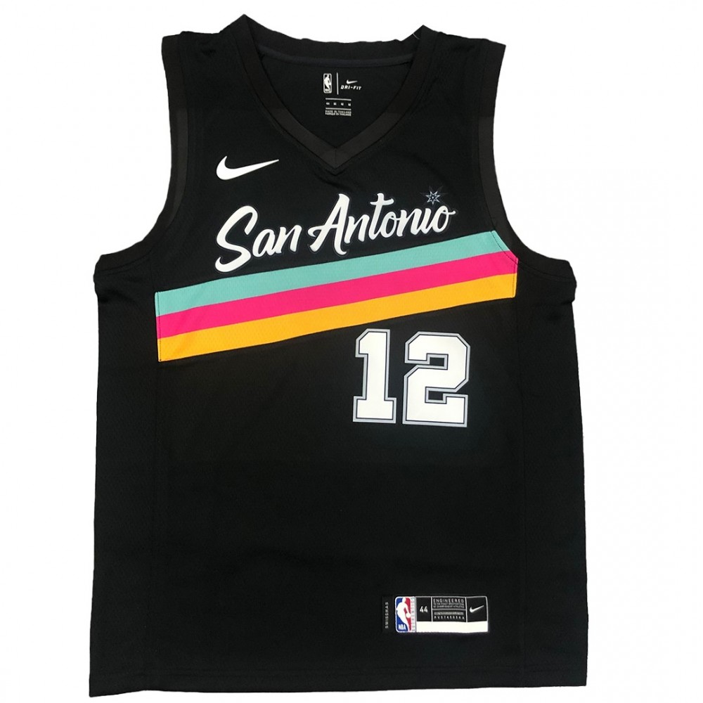 Men's San Antonio Spurs Lamarcus Aldridge #12 Nike Black 20/21 Swingman Jersey - City Edition - Image 2
