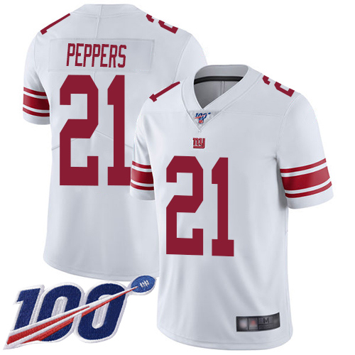 Nike New York Giants #21 Jabrill Peppers White Men’s Stitched NFL 100th Season Vapor Limited Jersey