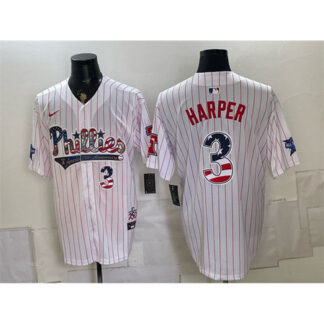 Men's Philadelphia Phillies #3 Bryce Harper White 2026 All-Star & USA 250 Fourth of July Home Jersey
