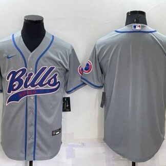 Buffalo Bills Blank Grey Men's Stitched MLB Cool Base Nike Baseball Jersey