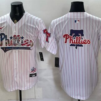 Men's Philadelphia Phillies Team Big Logo White 2026 All-Star & USA 250 Fourth of July Home Stitched Baseball Jersey