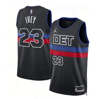 Men's Detroit Pistons #23 Jaden Ivey Black 2022/23 Swingman Statement Edition Jersey