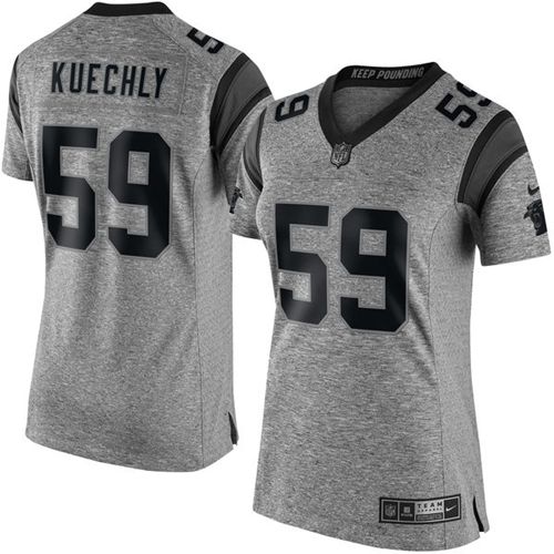 Nike Carolina Panthers #59 Luke Kuechly Gray Women’s Stitched NFL Limited Gridiron Gray Jersey