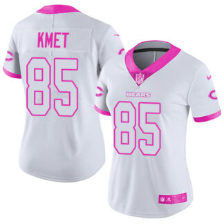 Nike Chicago Bears #85 Cole Kmet White/Pink Women’s Stitched NFL Limited Rush Fashion Jersey
