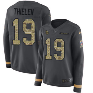 Nike Minnesota Vikings #19 Adam Thielen Anthracite Salute to Service Women’s Stitched NFL Limited Therma Long Sleev...