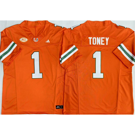 Youth Miami Hurricanes #1 Malachi Toney Orange Vapor F.U.S.E. Limited Jersey